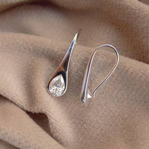 925 Sterling Silver Minimalist Lightweight Moissanite Pear Shape Earrings D Color VVS1 Quality White Stone Target Audience Women - Product Image 3