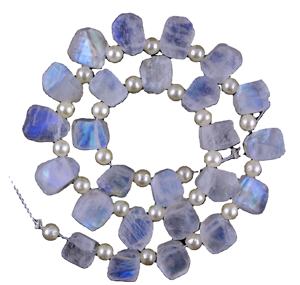 Pierre de lune naturelle arc-en-ciel de qualité supérieure, bleu feu de forme inégale pour la fabrication de bijoux, Collection de pierres blanches - Product Image 1