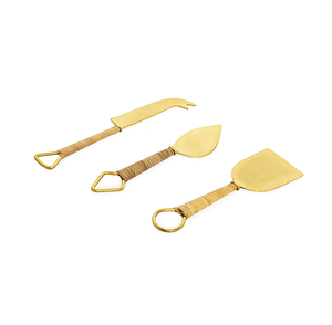 Ensemble de fromage en acier inoxydable en rotin attrayant ensemble de couverts pour hôtel ensemble de couteaux à fromage de Table de mariage - Product Image 5