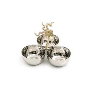 Juego de 3 cuencos de aluminio de diferentes tamaños para servir frutas secas, cuenco de forma redonda de Color plateado con soporte para fregona - Product Image 6