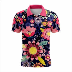 Wholesale Custom Design High Quality <b>Floral</b> Print Polo Short Sleeve Slim Fit Polo <b>t</b> <b>Shirts</b> <b>Men</b> - Product Image 2