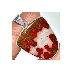 Couture Agate Du Maroc Pendentif 925 Pendentif En Argent Sterling Solide Personnalisé Pierre Naturelle Lunette Goutte D'eau Coussin Coupe - Product Image 1