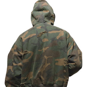 Sudaderas con Capucha y Cremallera de Camuflaje Desgastado Personalizadas al por Mayor, Sudaderas con Capucha de Camuflaje de Moda Otoñal Cálidas y Holgadas, Personalización OEM para Hombre - Product Image 6