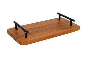 Fabricante confiable Bandeja DE SERVICIO DE MADERA fuerte con diseño de base de metal Ideal para restaurantes, hogares y áreas de servicio para eventos - Product Image 4