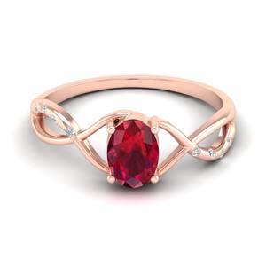 Vente directe d'usine REYES, bague en or massif 14 carats avec rubis ovale de 0,75 carat, bijoux pour femmes, moissanites rondes - Product Image 1