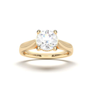 Anillo de compromiso de diamante de corte redondo de moissanita de 1,00 quilates de oro macizo de 10K14K18K hecho a mano en anillos de diamantes - Product Image 5