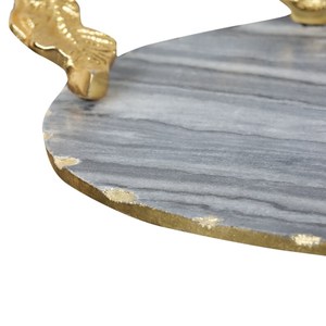 Nueva bandeja para servir de piedra de ágata con asa, forma redonda impermeable pulida para uso doméstico y hotelero - Product Image 5