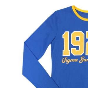 Sigma Gamma Rho SGRho 1922 Camiseta de manga larga Azul real 100 Algodón Brillo Letras griegas Impreso Sorority Apparel Greek Life Shirt - Product Image 2