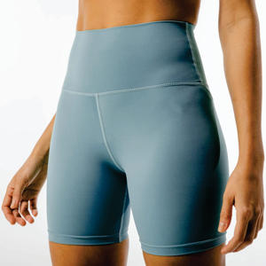 Ceinture élastique libre True Fit High Rise Mid Thigh Length 74% Nylon & 26% Spandex Dusty Blue Core Agile Shorts - Product Image 4
