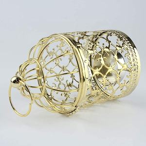 Gold Metal <b>Lantern</b> <b>Candle</b> Holder Decorative Cutwork Cage Hanging Design Home Garden Wedding Table Festival Accent Piece Use - Product Image 3