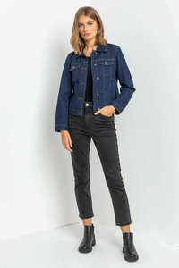 Prix d'usine durable Veste denim en coton indigo personnalisée à manches longues conçue pour les femmes pour un confort en toutes saisons - Product Image 3