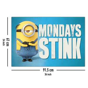 Affiche sur toile moderne « Despicable Me 3 », décoration murale « Mondays Stink » avec cadre noir - Product Image 4