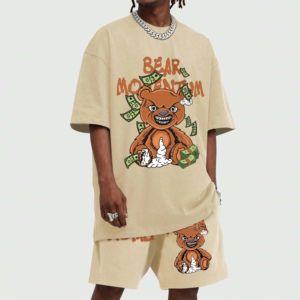 High Quality OEM Men's Lining Wholesale Casual Wear Plain Pure Cotton Short Sleeve t Shirt and Short <b>Set</b> - Product Image 1