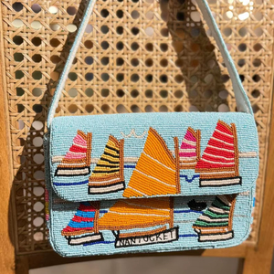 กระเป๋าลูกปัดแมกโนเลีย, กระเป๋าลูกปัดลายดอกไม้, กระเป๋าถือดอกไม้สีขาว, กระเป๋าสะพายไหล่ฤดูใบไม้ผลิ, กระเป๋าลูกปัดฤดูร้อน, ดอกไม้ทำมือ - Product Image 4