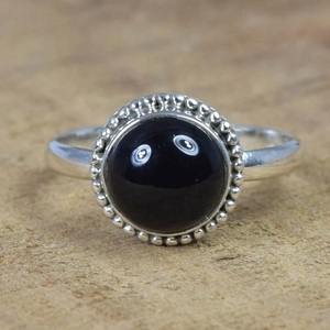 Onyx negro 925 joyería de piedras preciosas de plata esterlina anillo elegante piedra de nacimiento de Diciembre anillo de diseñador redondo regalo para aniversario - Product Image 1