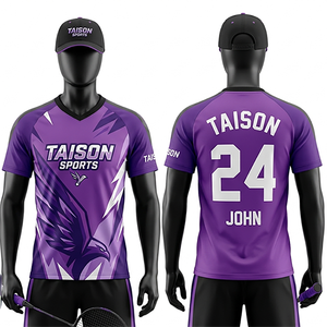 Mens <b>Badminton</b> Jersey 150 GSM Breathable Polyester Spandex Purple Teal Graphic Panel Design Heat Transfer Custom Logo Quick Dry - Product Image 4