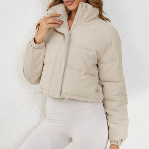 Veste courte matelassée d'hiver pour femmes 2026, veste zippée, col montant, chaude, couleur unie, vêtement d'extérieur décontracté, doudoune - Product Image 6