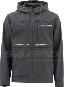 Veste de moto softshell imperméable et respirante pour homme, coupe ajustée, avec revers et ourlet tricotés, protection CE intégrée, capuche, modèle Sapro Hiver - Product Image 2