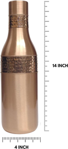 Meilleures ventes : Bouteille en cuivre martelé ayurvédique de 1000 ml, qualité supérieure, réutilisable, écologique, design à coupe diamant, applicable pour - Product Image 2