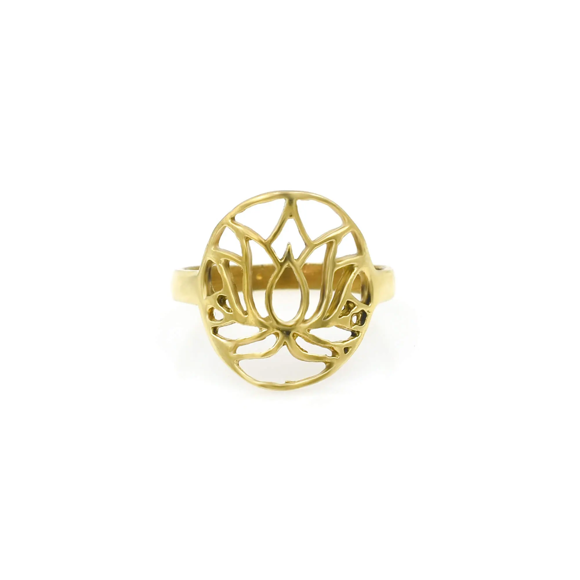 연꽃 반지 금 보석 황동 마텔 높은 완성 방수 18k 금도금 보석 도매 반지 간단한 독특한 보석 선물