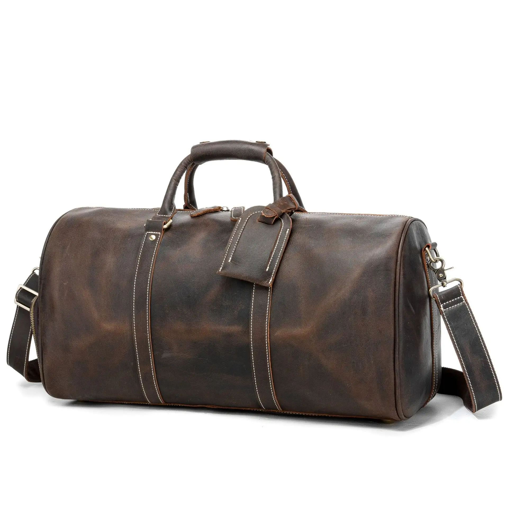 Men Men's Genuine Top Leather Duffel Weekender Bag Shoulder Handbag Tote Laptop Big Travel Bags With Dry Shoes Compartment