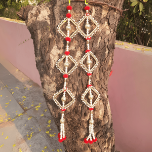 Flores artificiales de diseñador con forma cuadrada de Gota Colgante de perlas Hermosa Moti Mala Colgantes de trabajo para el hogar, boda - Product Image 3