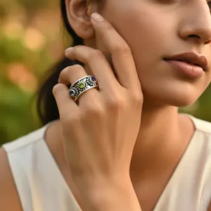 Anillo de Plata 925 con Múltiples Piedras Preciosas para Mujer, Joyería Fina Hecha a Mano, Chapado en Rodio con Incrustaciones Expertas - Product Image 3