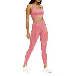 Conjunto de manga larga para mujer, entrenamiento, gimnasio, Fitness, deporte activo atlético, dos piezas, ropa sin costuras, conjunto corto, cintura media, patrón sólido - Product Image 2