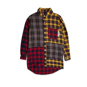 Chemise décontractée à carreaux pour homme en flanelle 100 % coton avec motif patchwork - Product Image 1