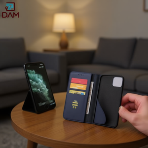 Étui de téléphone en cuir artificiel magnétique DAM pour 7G avec fonction de support de portefeuille - Product Image 2