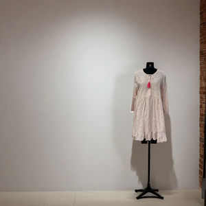 100% coton rayé Smock robe col en V brodé décontracté tunique manches longues col Mandarin été imprimer naturel ceinture femmes - Product Image 3