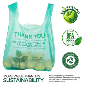 Bolsa de camiseta ecológica, 100% biodegradable, logotipo impreso personalizado - Product Image 5