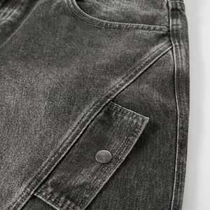 <b>Men's</b> High Street Asymmetrical Washed Canvas <b>Jeans</b> 700g Lightweight Cargo Pants Oversized Wide Leg Baggy Grunge Casual Trousers - Product Image 5