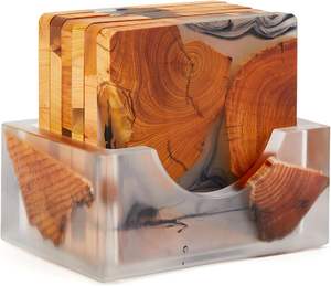 Hermosos posavasos de té de madera de resina Protección de superficie duradera con bordes lisos Diseño elegante Perfecto para espacios de vida modernos - Product Image 1