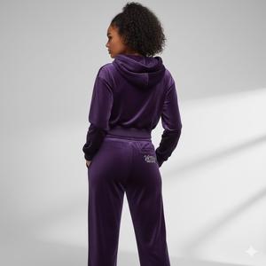 Women's Plus Size 2-Piece <b>Velvet</b> Jacket & High-Waisted Trousers Tracksuit Set - Product Image 2
