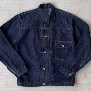 Veste en jean personnalisée de haute qualité pour hommes Streetwear vintage avec broderie bouton décoration motif imprimé décontracté formel hiver - Product Image 1