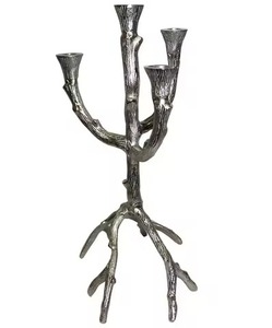 Candelabro de rama de árbol antiguo con estatuilla de pájaro amarillo y base de mármol blanco para decoración moderna del hogar inspirada en la naturaleza - Product Image 3