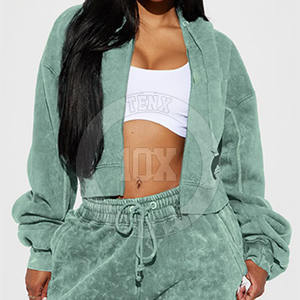 Sweat à capuche délavé et pantalon de jogging vintage ensemble vêtements quotidiens pour femmes survêtement délavé à l'acide ensemble de survêtement pour femmes à la mode - Product Image 2