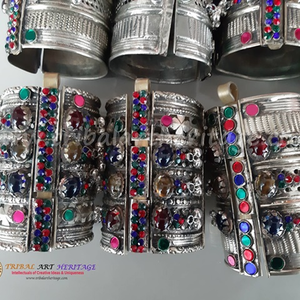 Dân Tộc tuyên bố kuchi cổ điển Bangles Set handmade cho phụ nữ Bold Tribal lễ hội thời trang đồ trang sức - Product Image 2
