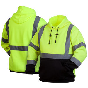 Custom Logo Hi <b>Vis</b> Workwear Safety <b>High</b> Visibility Breathable Solid Fleece With Reflective Hoodie For Sale - Product Image 1