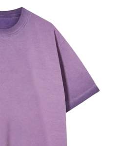 Camiseta Unisex Extra Grande de Algodón Lavado Color Lavanda, Estilo Vintage, Hombros Caídos, Ropa de Calle Informal de Verano, Camiseta Unisex - Product Image 2