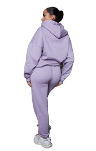 Haute demande 2 pièces femmes surdimensionné poche avant pull à capuche et survêtement à revers ensemble femmes 2 pièces survêtement sweat ensemble - Product Image 4