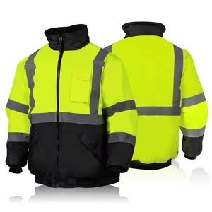 <b>Heavy</b> <b>Duty</b> Workwear Safety Jacket High Visibility Clothing Hi Viz Reflective ANSI Class 2 Two-Tone Unisex Zipper Safety Jacket - Product Image 3