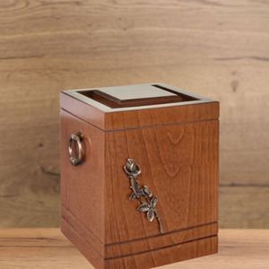 Wooden Cremation Urn 200 Cubic Inch Natural Finish Rose Design Adult Memorial <b>Ashes</b> Box Durable Custom Wholesale OEM - Product Image 5
