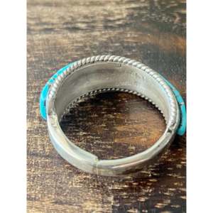 Navajo Handmade Kingman <b>Turquoise</b> Sterling Silver Inlay Statement <b>Ring</b> Size 11 - Product Image 5