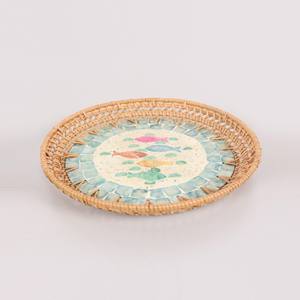 Plateau de service décoratif en rotin de nacre vietnamienne décor à la maison assiette de fruits de thé avec affichage élégant fait à la main au Vietnam - Product Image 6