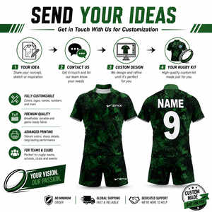 Camiseta de Rugby Koru Maori Personalizada al por Mayor, Cuello Redondo Verde, Transpirable, Pantalones Cortos, Uniforme de Rugby para Clubes y Equipos - Product Image 2
