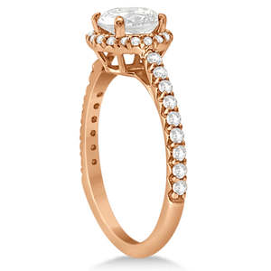 แหวนหมั้นเพชรทรงรัศมีประดับเพชรด้านข้าง ทองคำชมพู 14k 1.00 กะรัต - Product Image 1