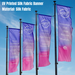 Bannière suspendue en tissu de soie avec impression UV |   Drapeau en soie imprimé numérique UV pour la publicité en extérieur et en intérieur - Product Image 2