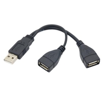 Cable USB 3.0 Macho a Doble Hembra en Y, 30 cm/0.3 Metros, PVC Negro, 3A Carga Rápida, Blindaje Trenzado, Cable de Datos de Alta Potencia para Computadora